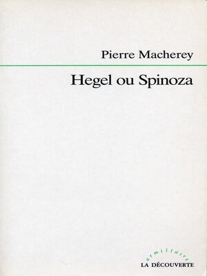 cover image of Hegel ou Spinoza